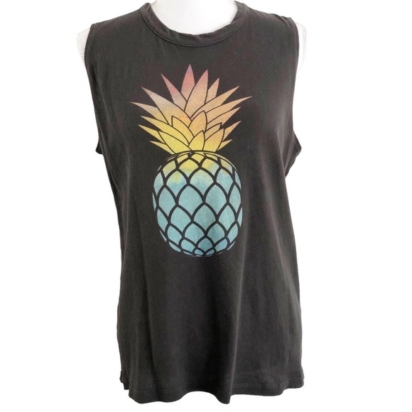 Chaser Pineapple Graphic Sleeveless Tee Brown Size Large - Picture 1 of 7